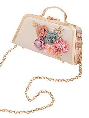 Women's Retro Handbag Clutches Purse Bags Flower Vintage Shoulder Bag Wedding
